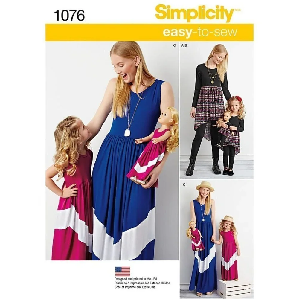 Simplicity Sewing Pattern 1076 0285 Knit Leggings Dress Tunic Girls‎ Adult